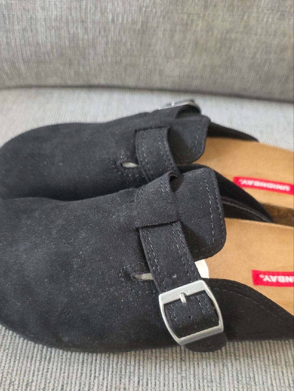 UNIONBAY Womens Black Suede Sawyer Slip-On Clogs With Silver Buckle, New, 8.5. - Picture 10 of 14
